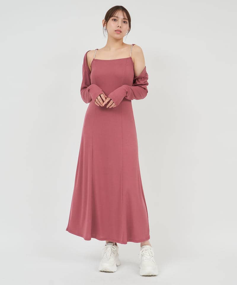 ボレロ付ビジューストラップワンピース 詳細画像 ピンク 1