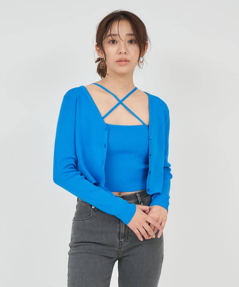 クロスキャミカーデアンサンブル 詳細画像 ブルー 7