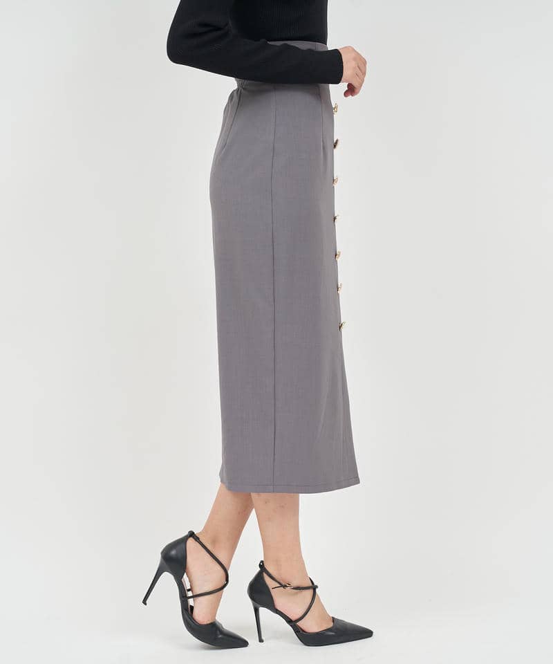 マルチボタンタイトスカート 詳細画像 グレー 2