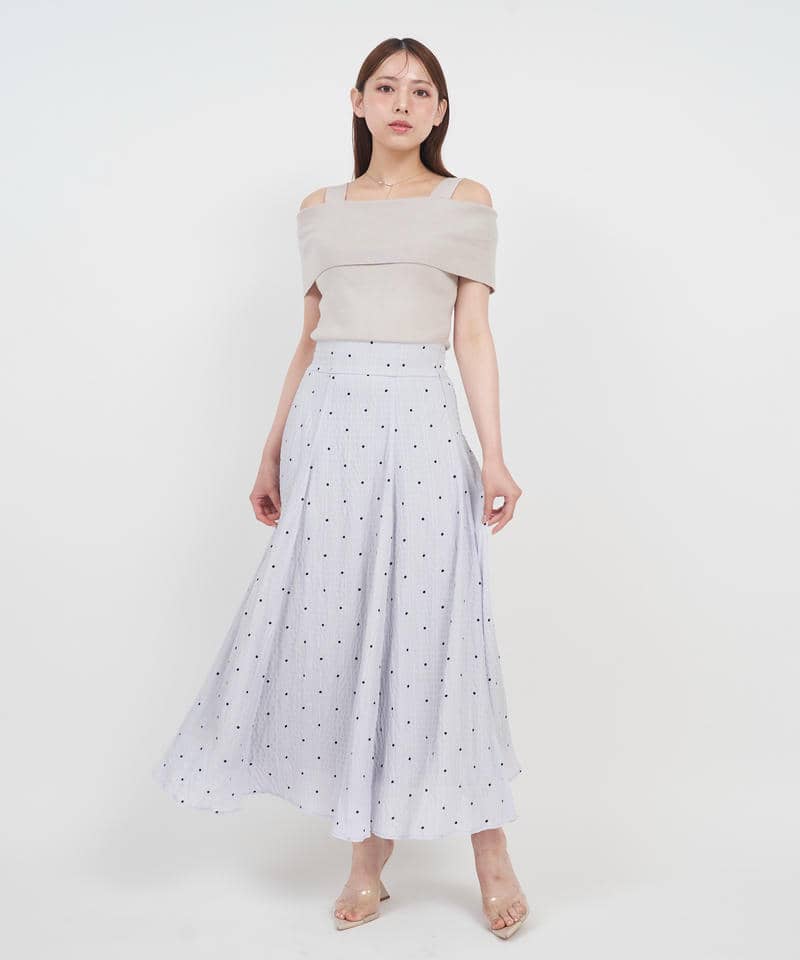 オフショルニットドッキングドットワンピース 詳細画像 パープル 1