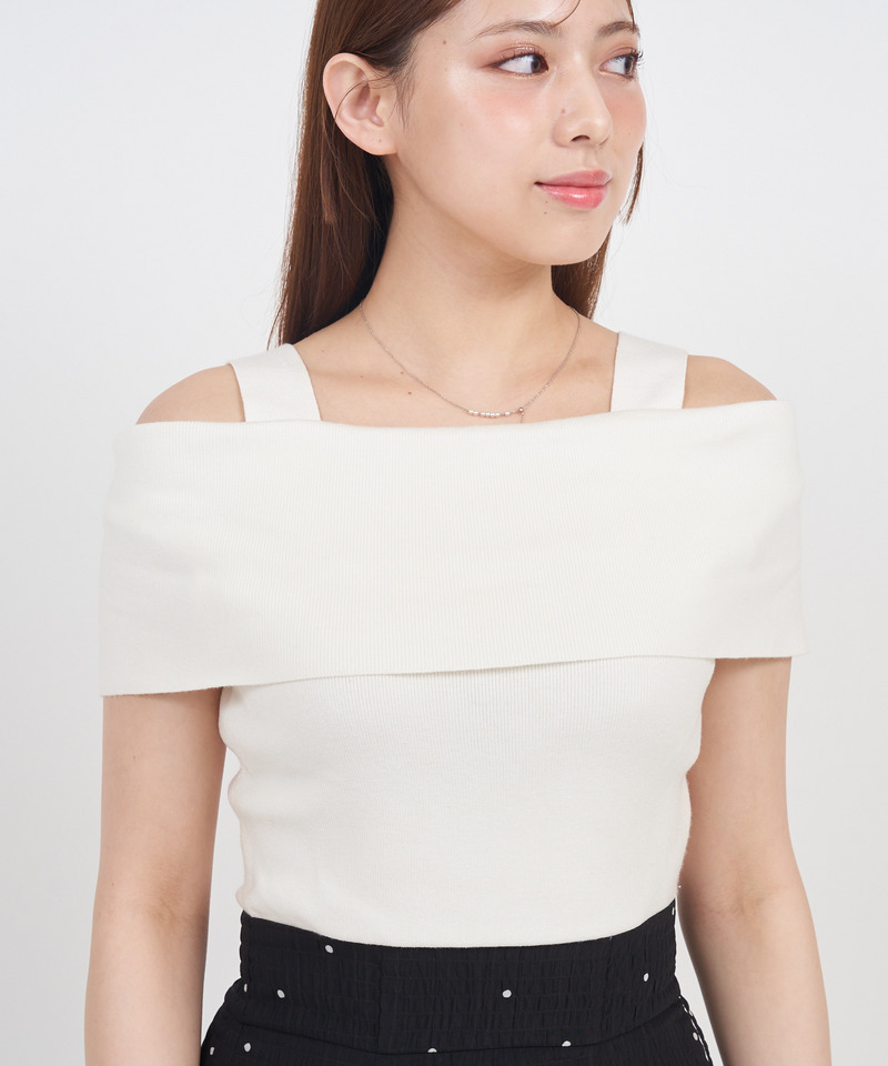 オフショルニットドッキングドットワンピース 詳細画像 パープル 4