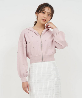 ビジューニットパーカー