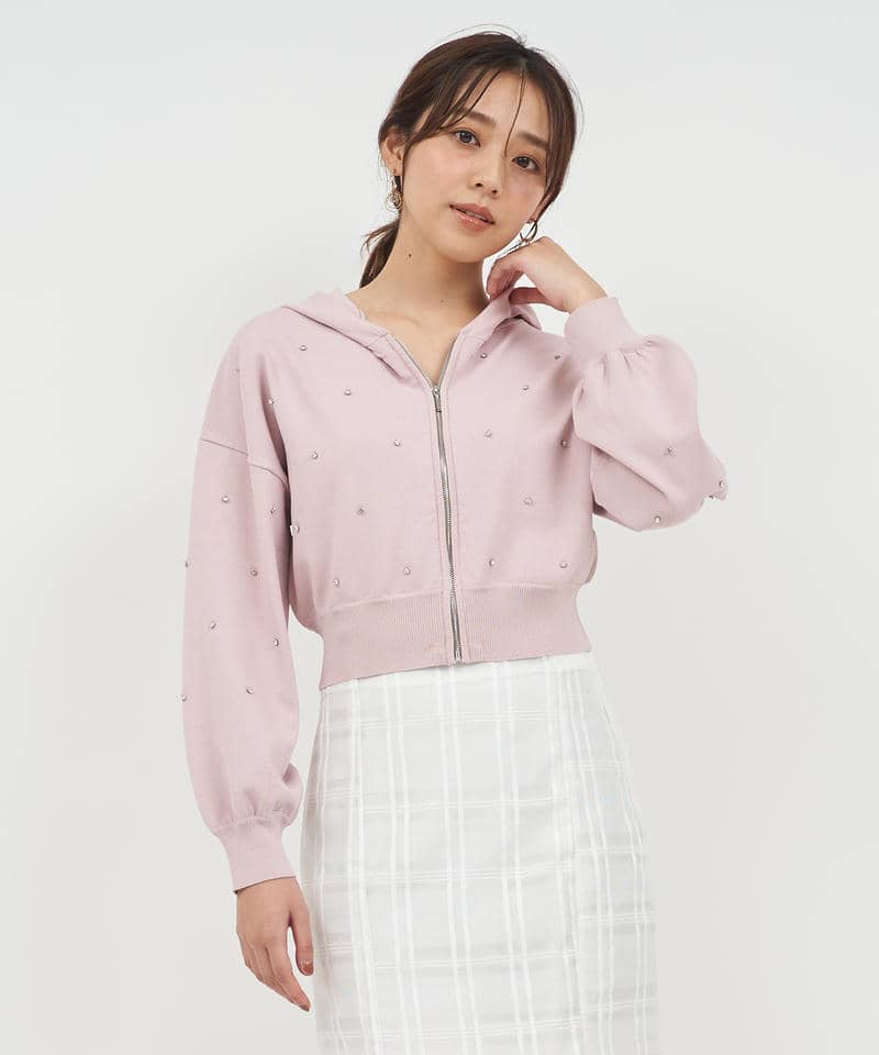 ビジューニットパーカー 詳細画像 ピンク 1