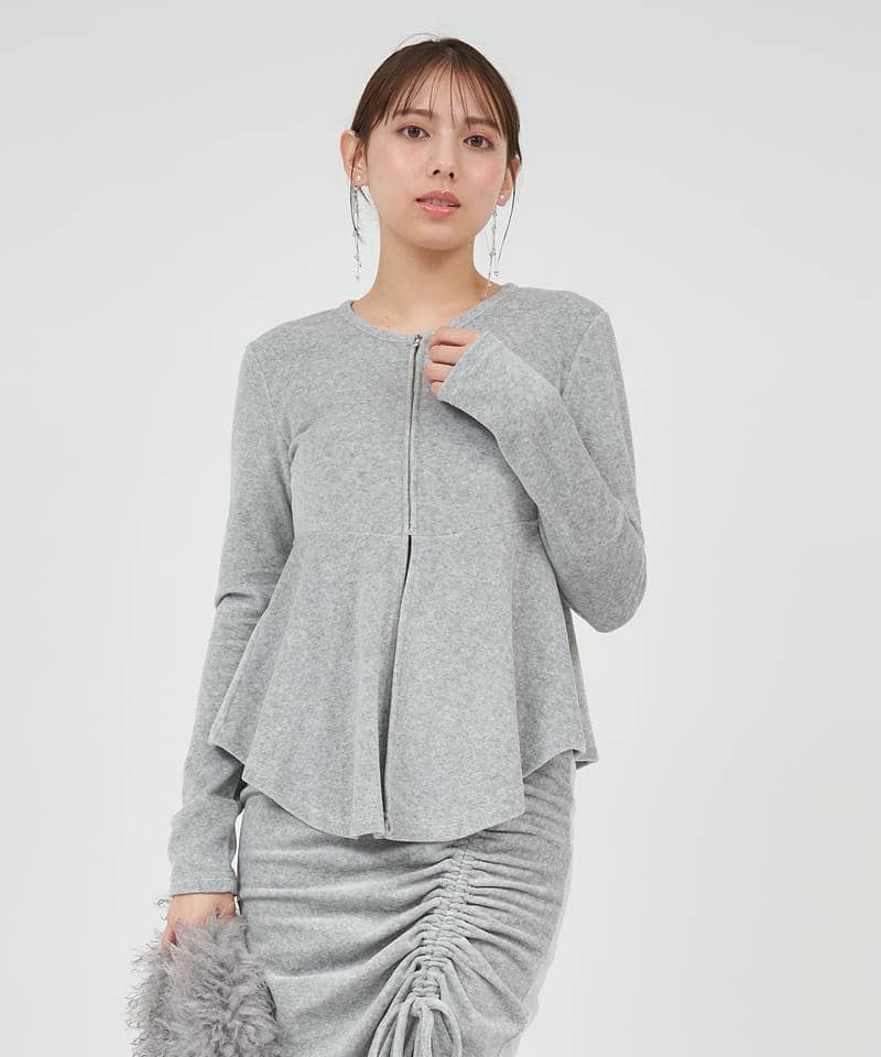 ペプラムZIPトップス 詳細画像 グレー 1