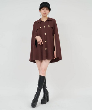 配色ニットケープジャケット