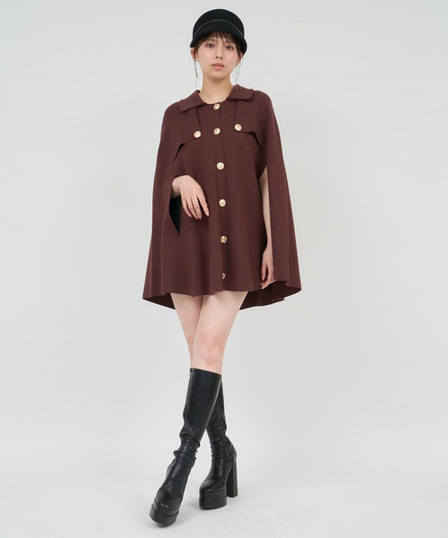 配色ニットケープジャケット 詳細画像