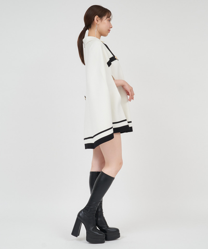 配色ニットケープジャケット 詳細画像 ブラウン 2