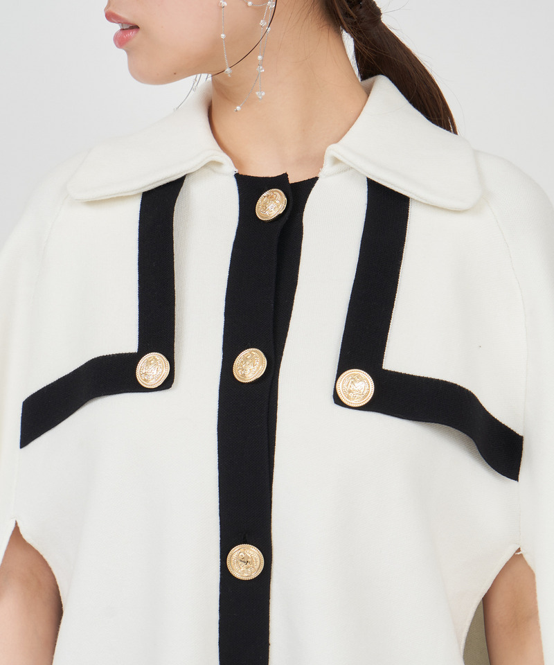 配色ニットケープジャケット 詳細画像 ブラウン 4