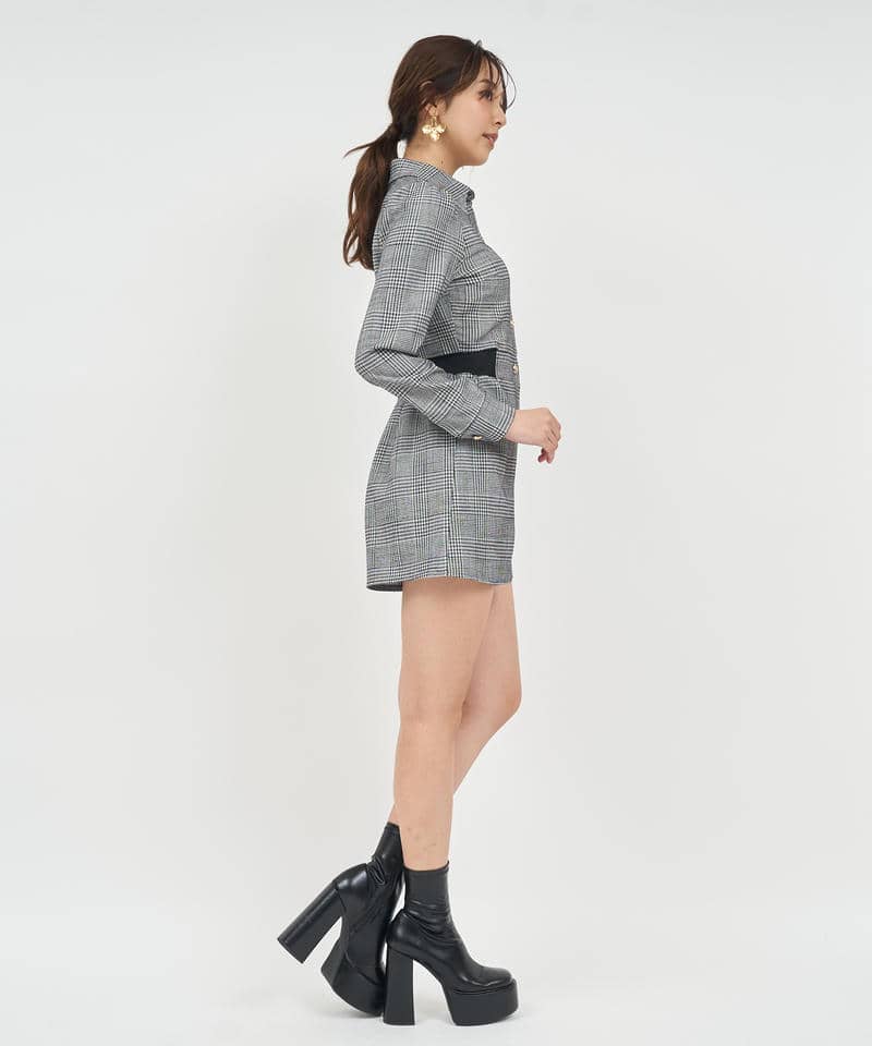 バックオープンシャツコンビネゾン 詳細画像 チェック 2