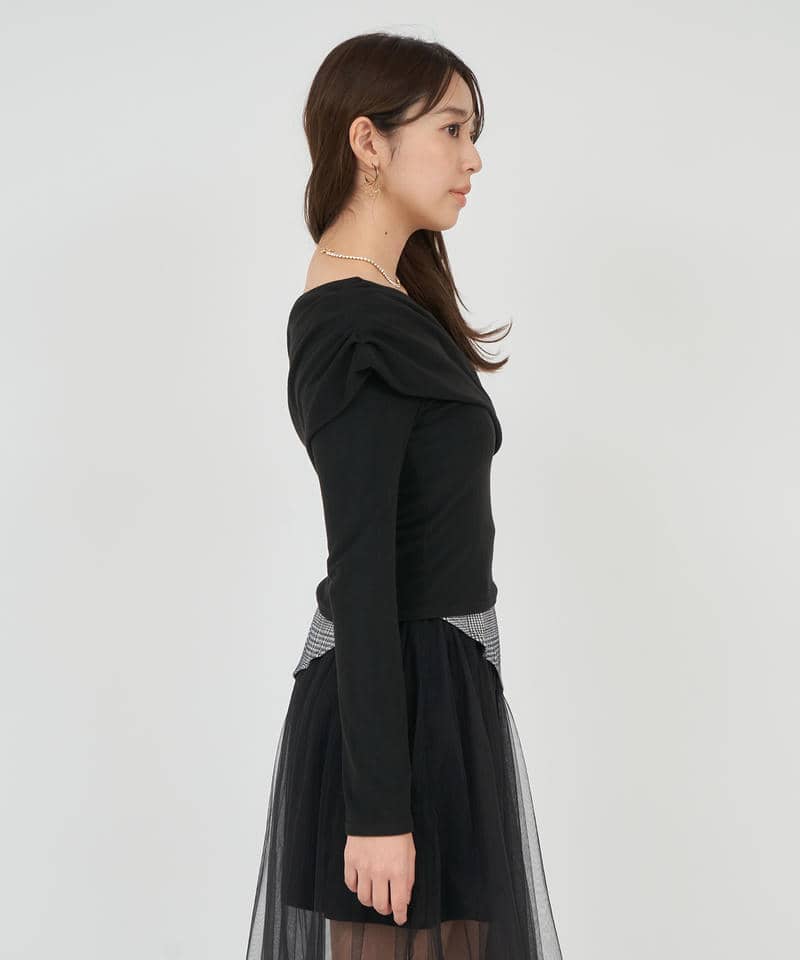 アシンメトリーカットトップス 詳細画像 ブラック 2