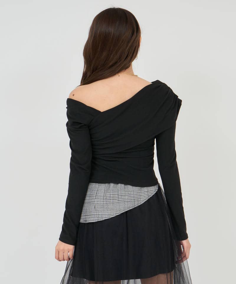 アシンメトリーカットトップス 詳細画像 ブラック 3