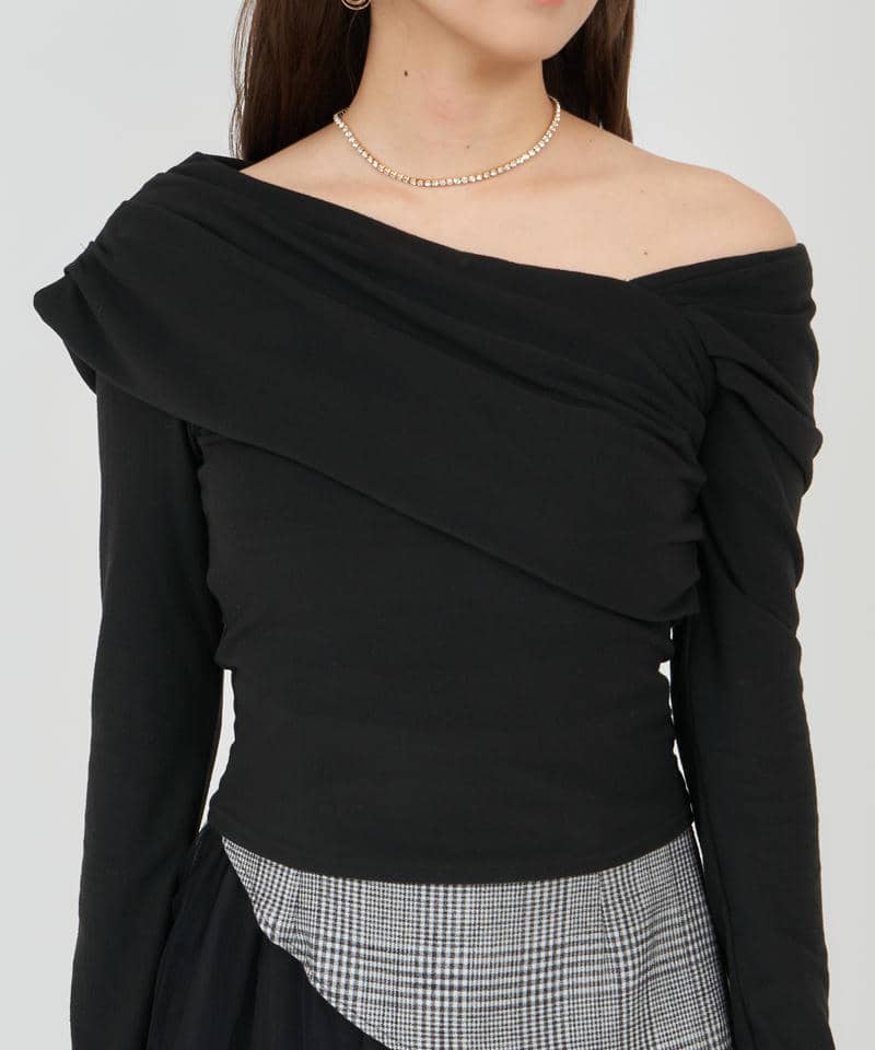 アシンメトリーカットトップス 詳細画像 ブラック 4