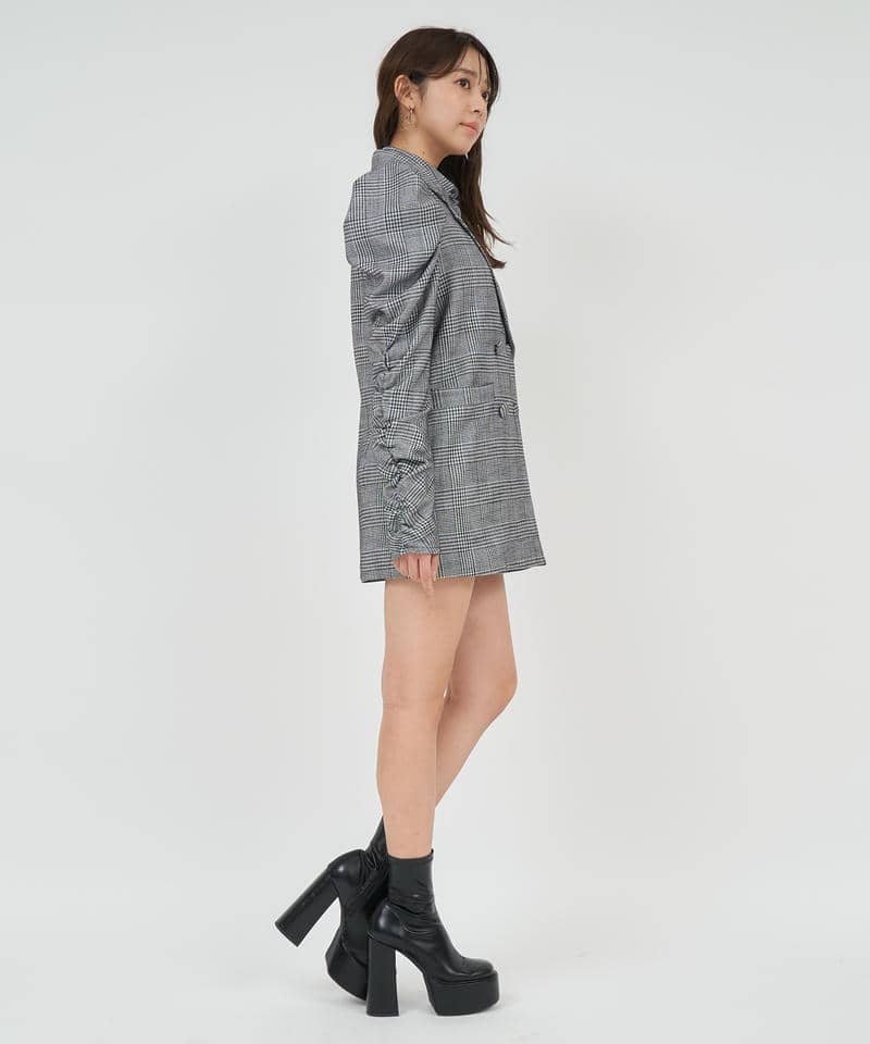 パワショルギャザースリーブボクシージャケット 詳細画像 チェック 2