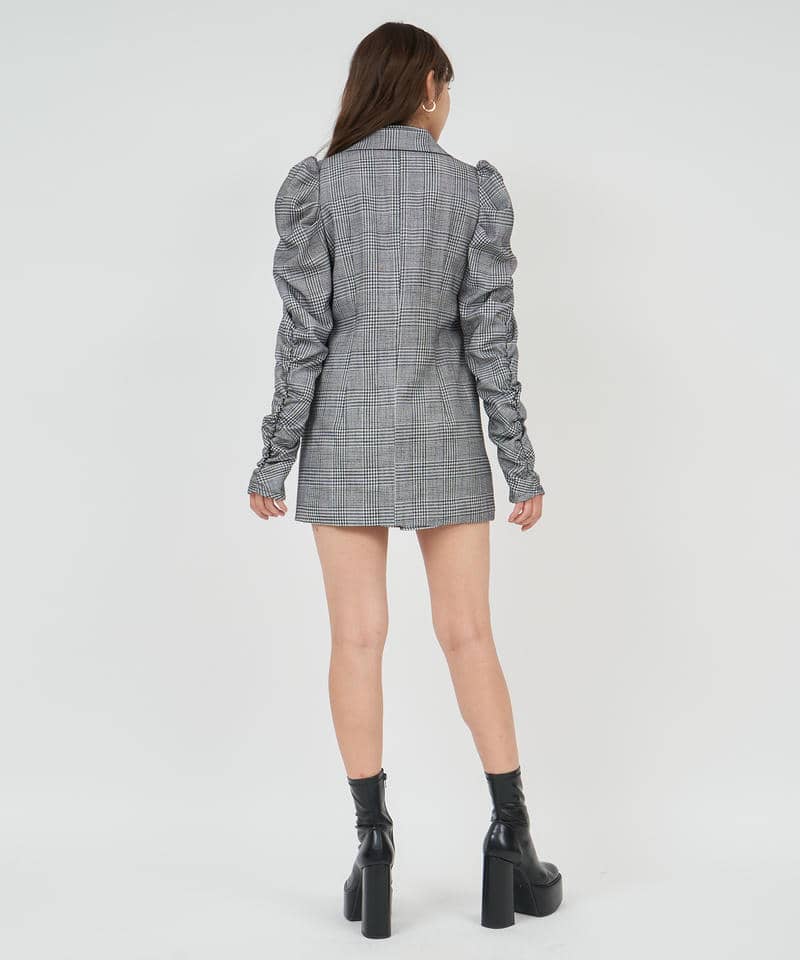 パワショルギャザースリーブボクシージャケット 詳細画像 チェック 3