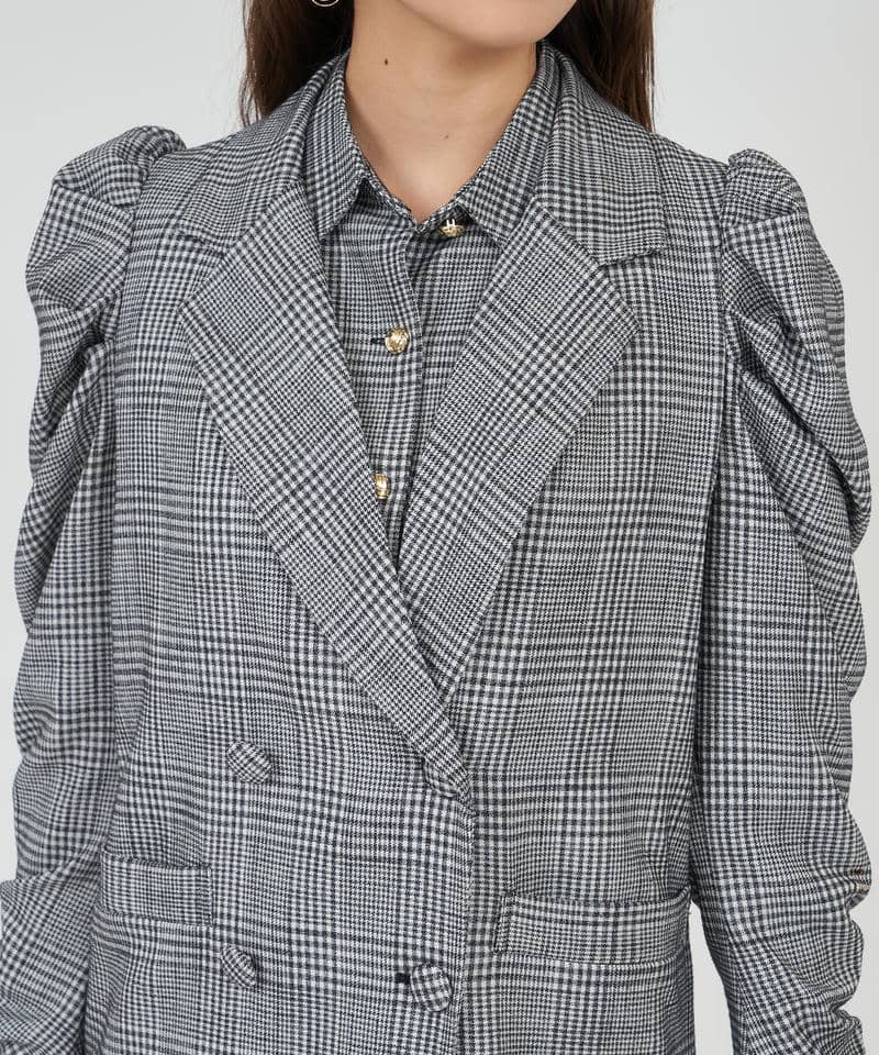 パワショルギャザースリーブボクシージャケット 詳細画像 チェック 4