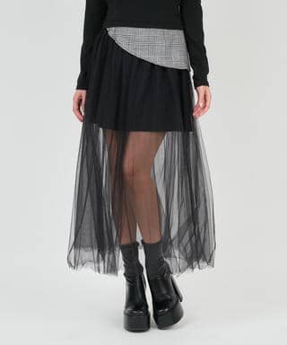 コルセット風ドッキングチュールスカート