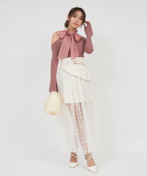 コルセット風ドッキングチュールスカート 詳細画像