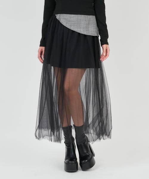 コルセット風ドッキングチュールスカート 詳細画像