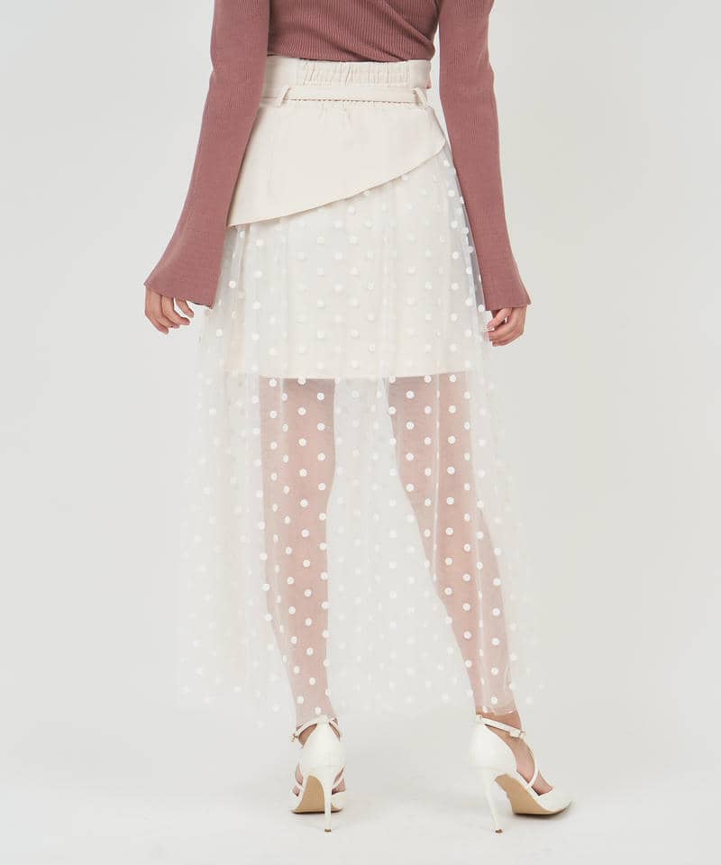 コルセット風ドッキングチュールスカート 詳細画像 オフホワイト 3