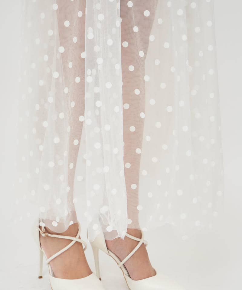 コルセット風ドッキングチュールスカート 詳細画像 オフホワイト 8