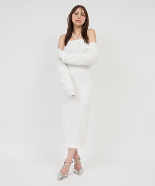 ラメシャギーボレロ付ベアワンピース