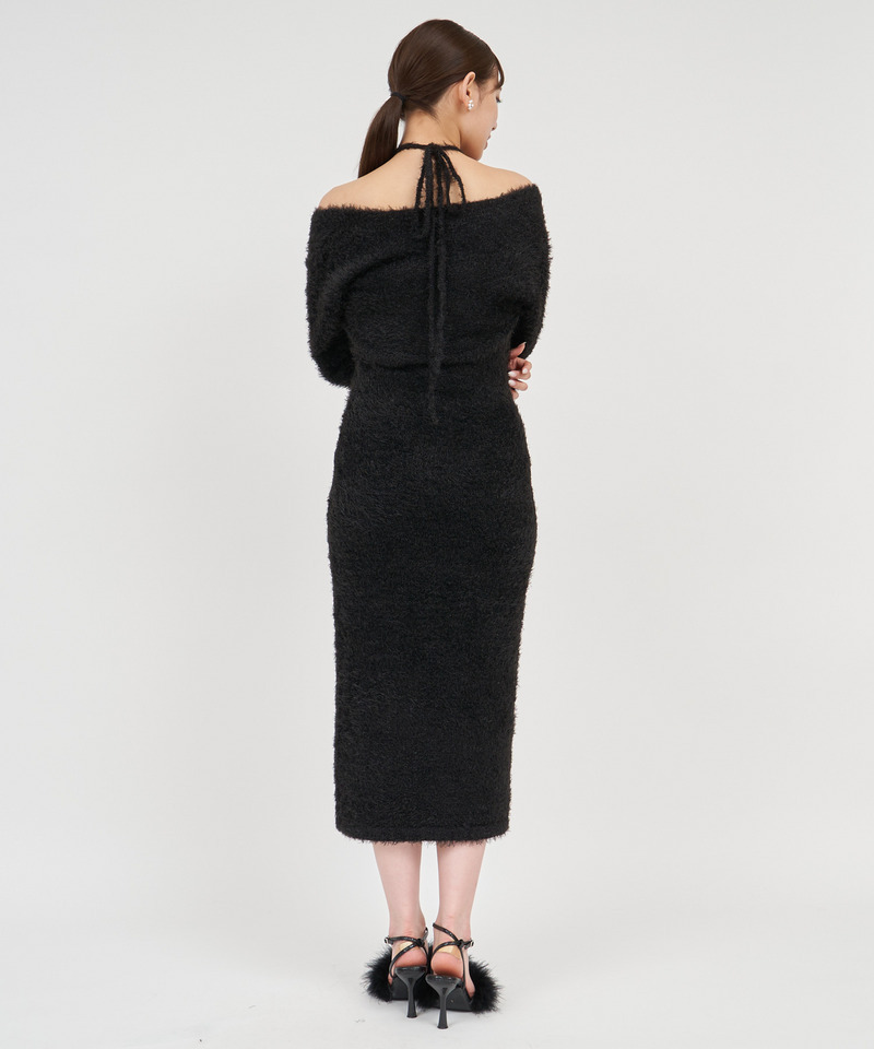 ラメシャギーボレロ付ベアワンピース 詳細画像 ブラック 3