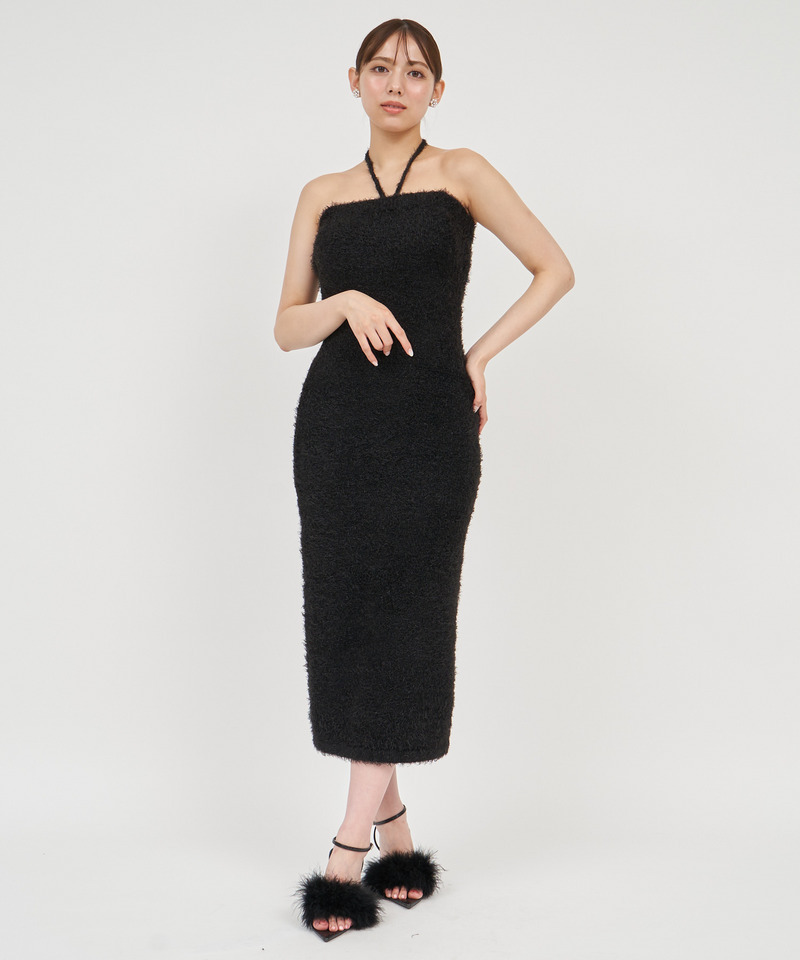 ラメシャギーボレロ付ベアワンピース 詳細画像 ブラック 8