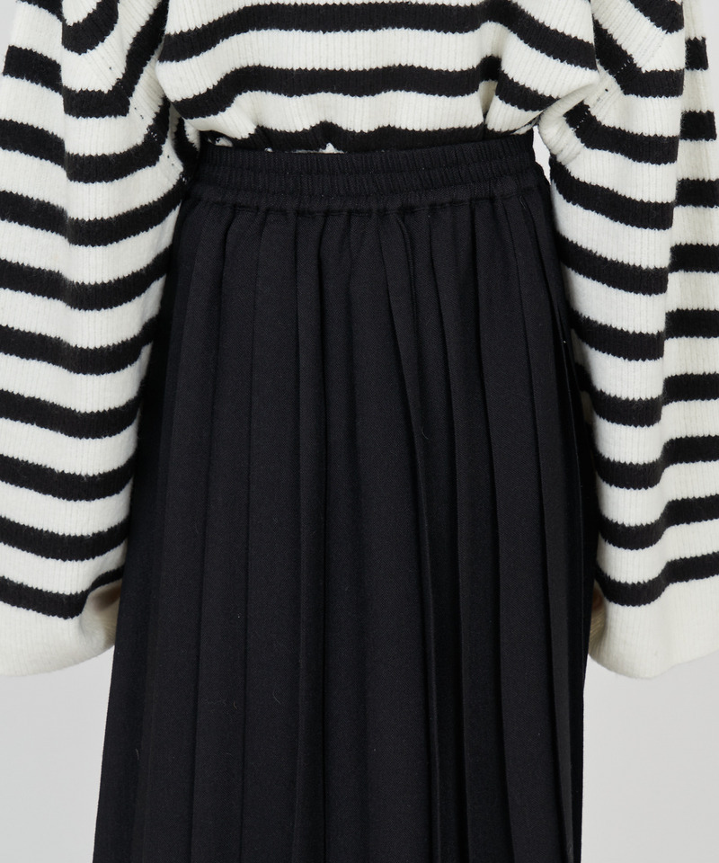 フリンジヘムプリーツロングスカート 詳細画像 ブラック 4