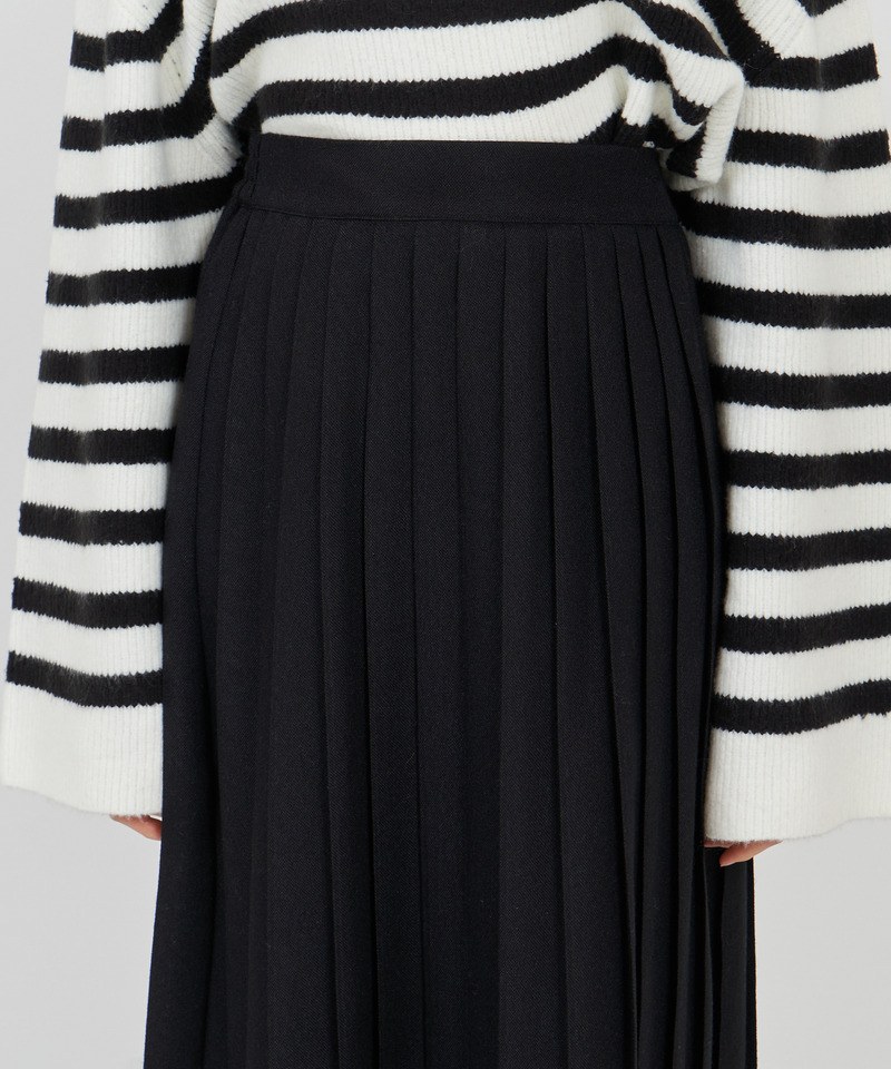 フリンジヘムプリーツロングスカート 詳細画像 ブラック 5
