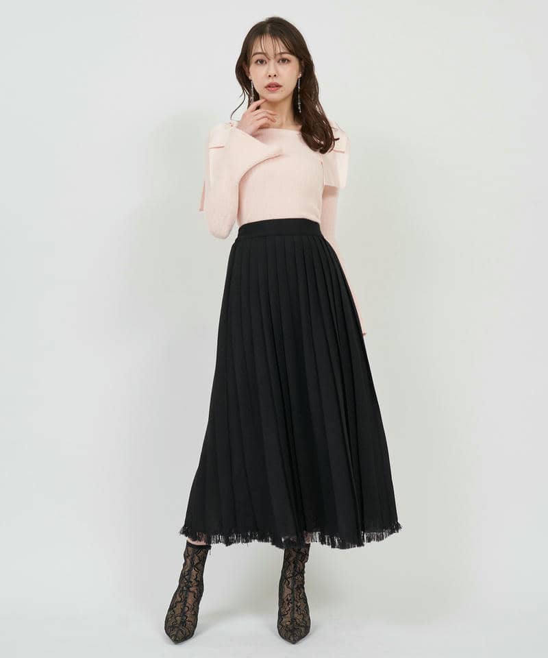 肩リボンミニシャギーニットトップス 詳細画像 ピンク 2