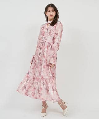 ニュアンス柄フレアワンピース