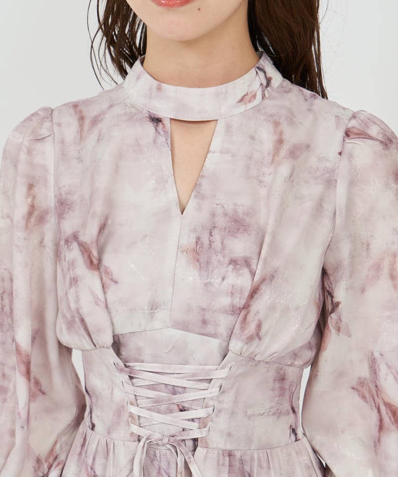 ニュアンス柄フレアワンピース 詳細画像 ベージュ 4