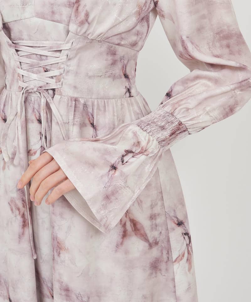 ニュアンス柄フレアワンピース 詳細画像 ベージュ 7