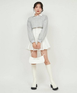 レイヤードタックシャツミニワンピース
