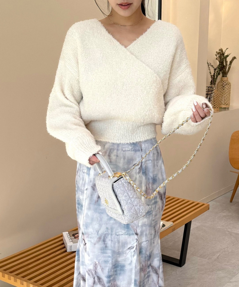 カシュクールニットトップス 詳細画像 オフホワイト 3