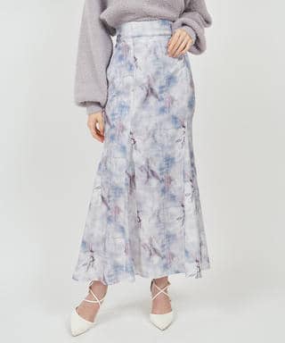 ニュアンス柄タイトフレアスカート