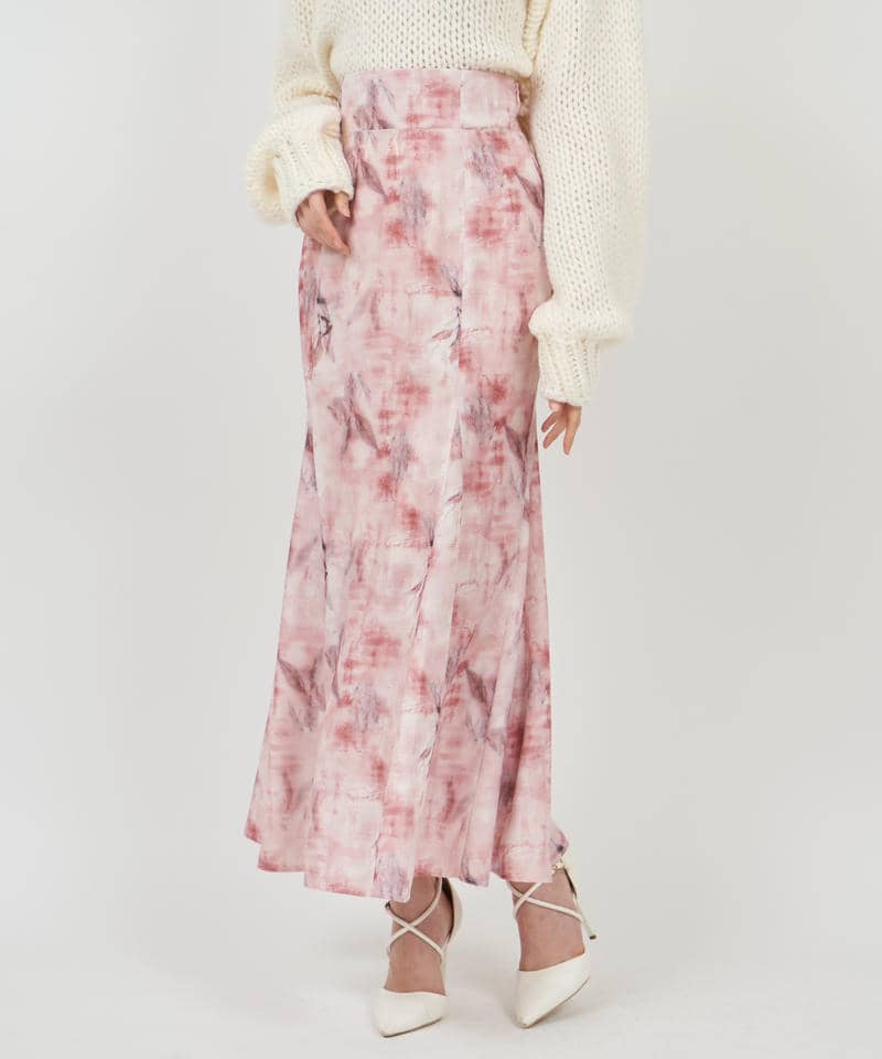 ニュアンス柄タイトフレアスカート 詳細画像 ピンク 1