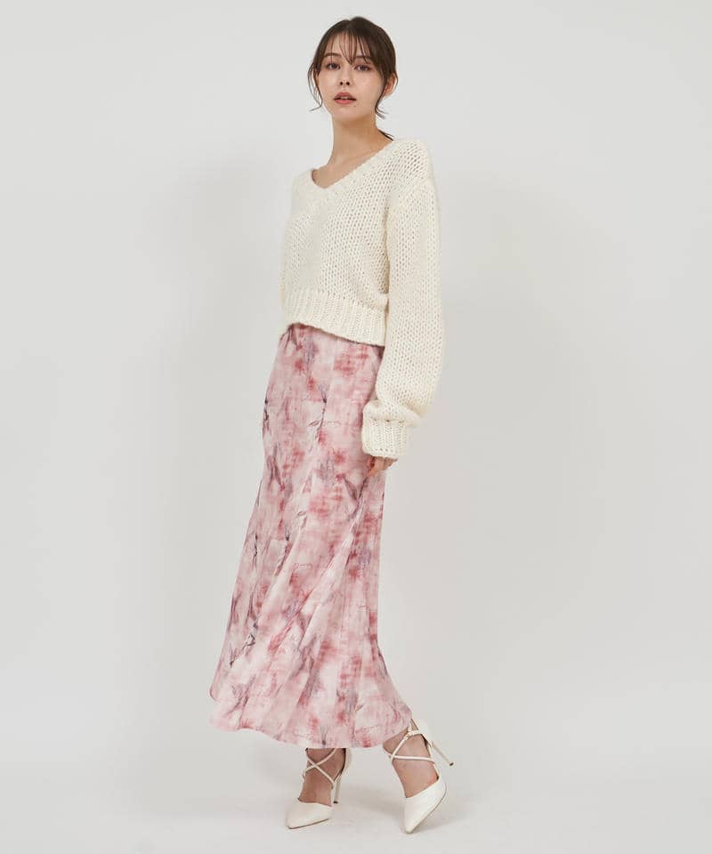 ニュアンス柄タイトフレアスカート 詳細画像 ピンク 2