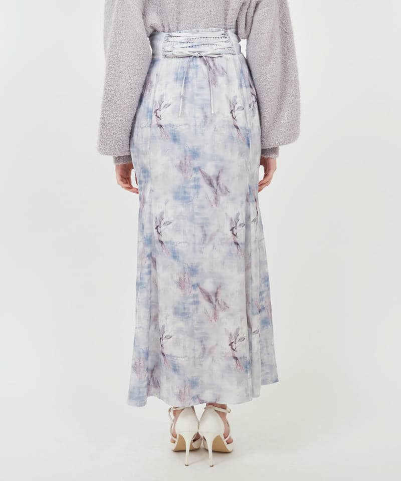 ニュアンス柄タイトフレアスカート 詳細画像 ブルー 3