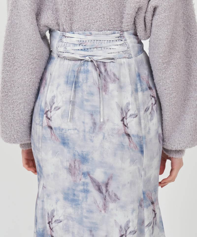 ニュアンス柄タイトフレアスカート 詳細画像 ブルー 4