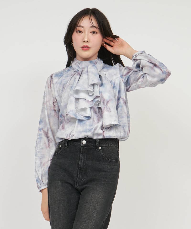 ニュアンス柄3wayブラウス 詳細画像 ブルー 1
