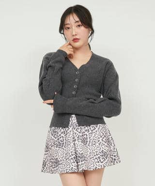 コルセットリブハート刺繍カーディガン