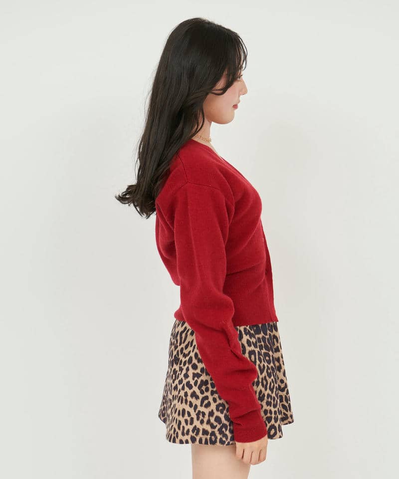 コルセットリブハート刺繍カーディガン 詳細画像 レッド 2