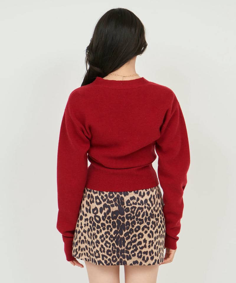 コルセットリブハート刺繍カーディガン 詳細画像 レッド 3