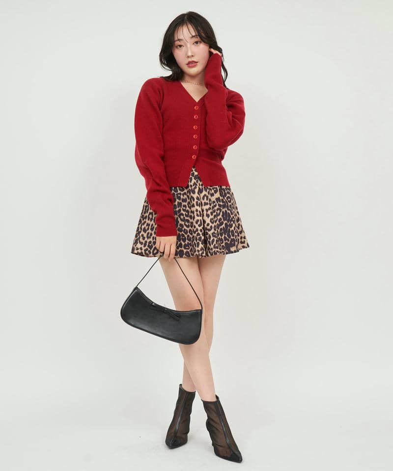 コルセットリブハート刺繍カーディガン 詳細画像 レッド 8