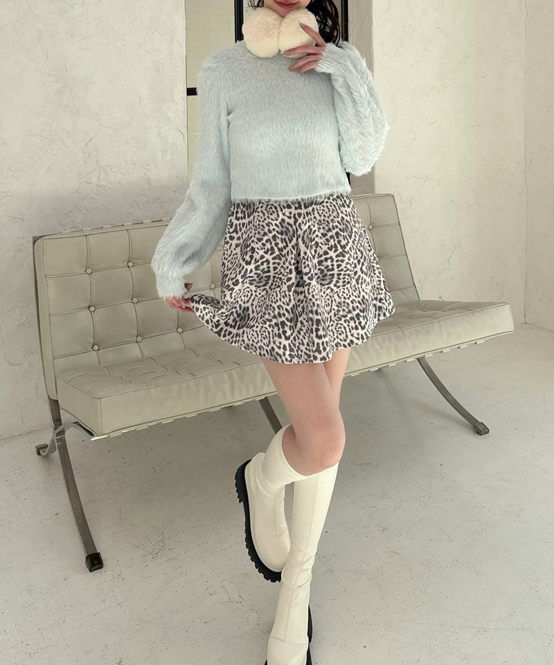 レオパード柄ミニスカート 詳細画像 オフホワイト系 3