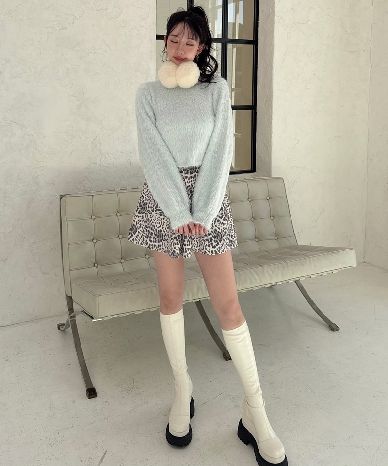 レオパード柄ミニスカート 詳細画像 オフホワイト系 4