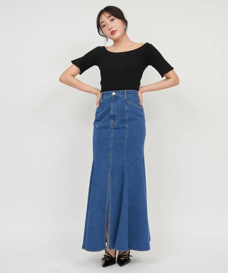 デニムマキシマーメイドスカート 詳細画像 デニムブルー 2