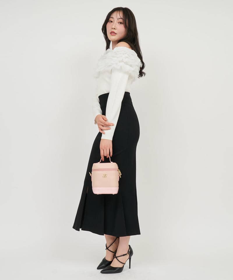 チュールフリルオフショルニットトップス 詳細画像 オフホワイト 8