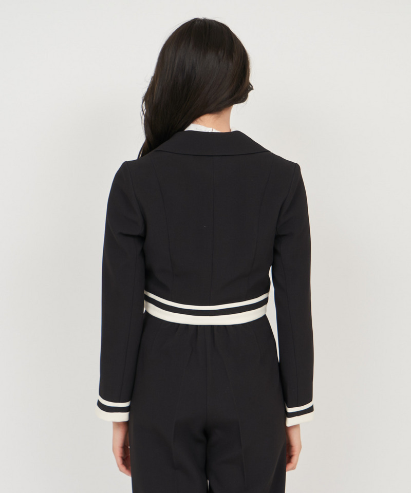 配色テーラードクロップドジャケット 詳細画像 グリーン 3